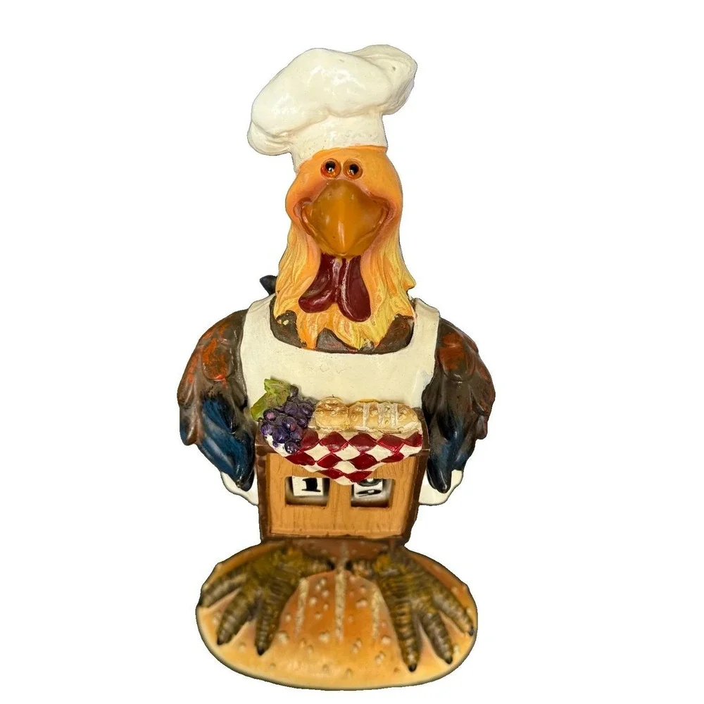 Vintage Rooster Chicken Chef Perpetual Calendar Resin Kitchen Counter Decor 11
